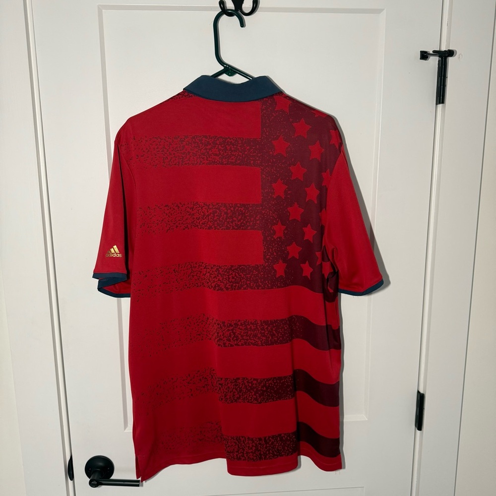 Adidas USA Golf Performance Stretch Polo. American Flag, sweat wicking. Mens XL - Picture 6 of 7